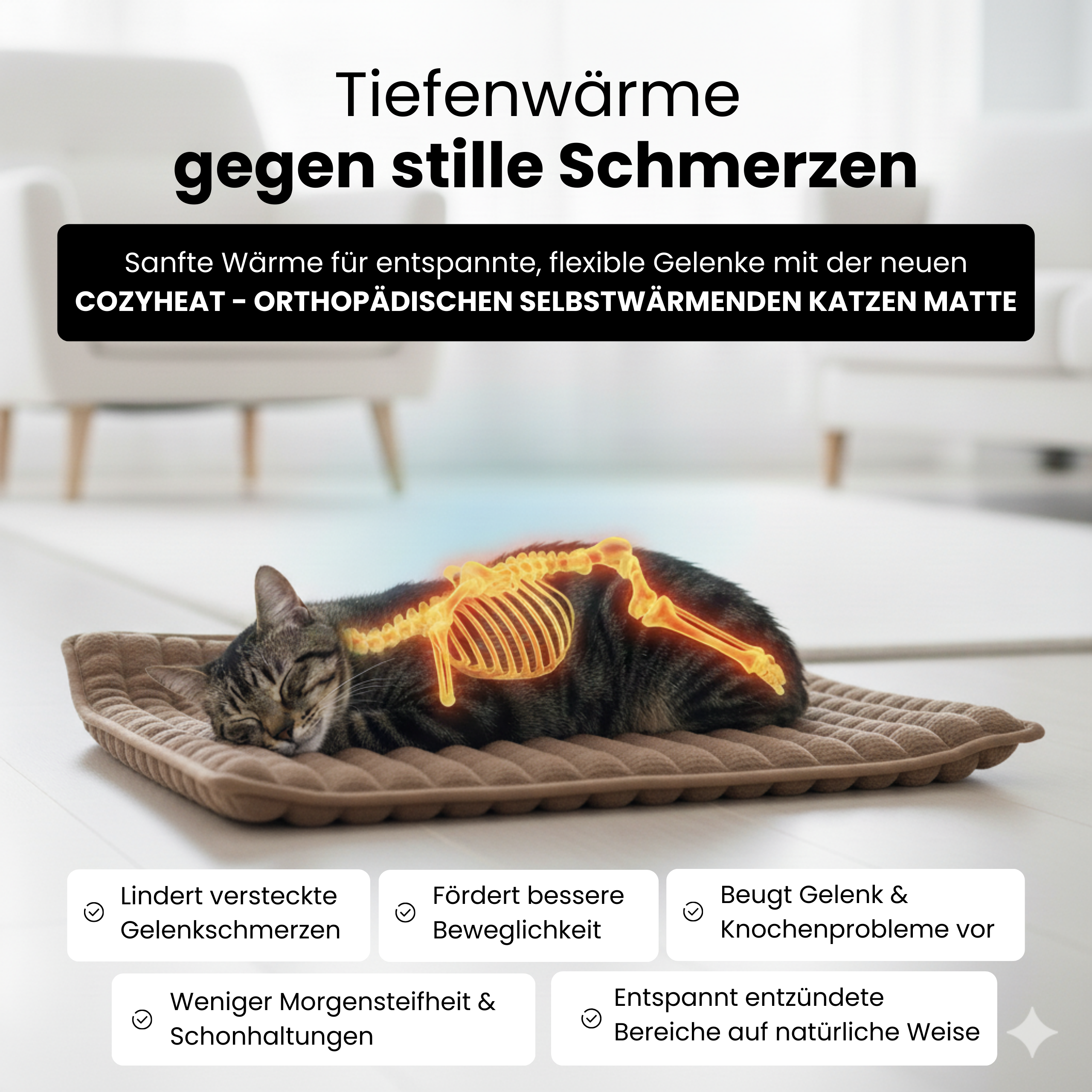 CozyHeat - Orthopädische selbstwärmende Katzen Matte (61x45cm)